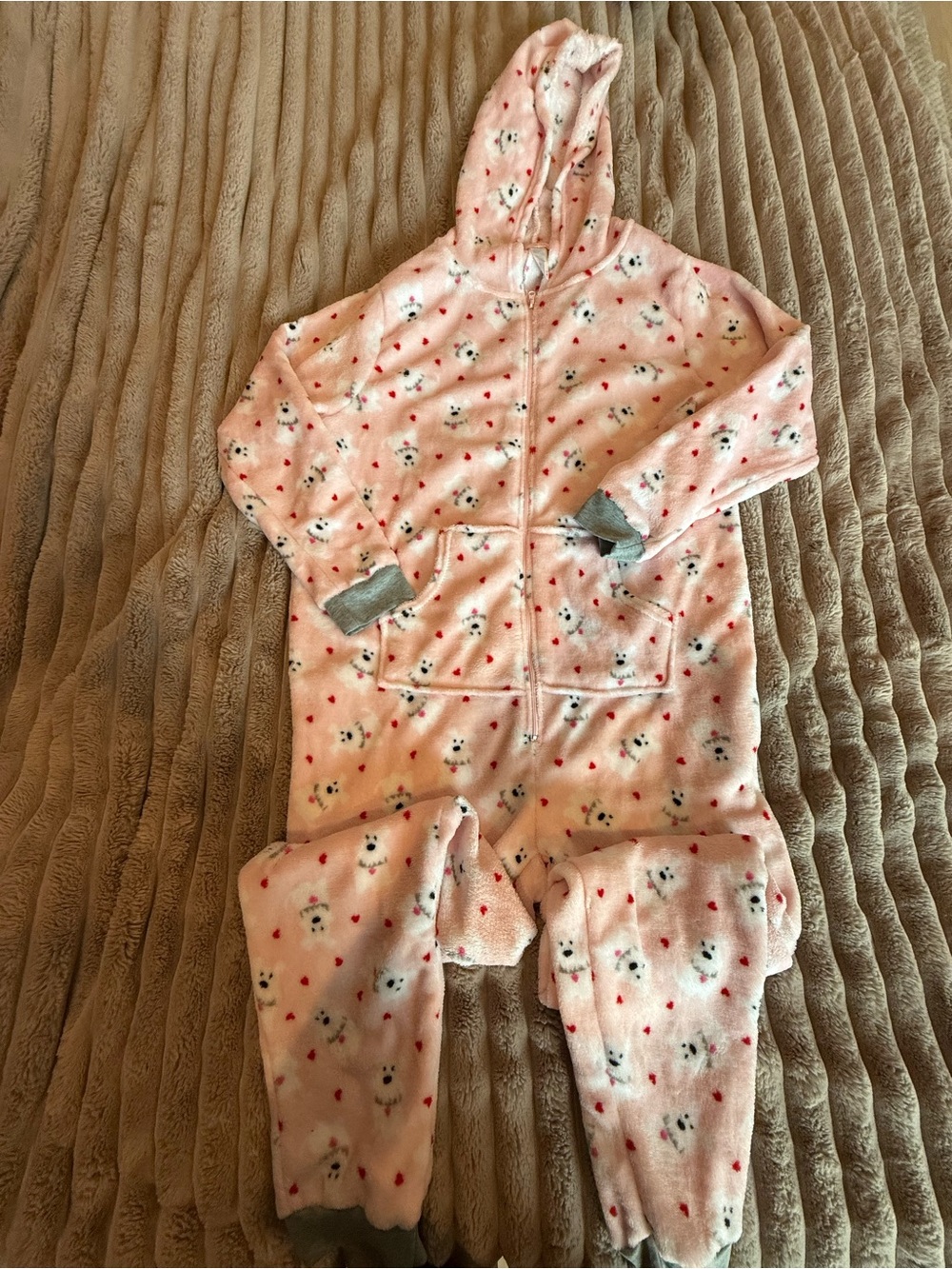 Sara Pink Plush Hooded Onesie